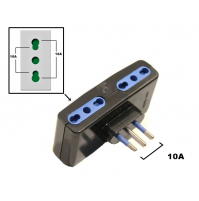 ADATTATORE MULTIPRESA SPINA 10A (PASSO PICCOLO) 4 PRESE BIPASSO UNIV.  10/16A N.