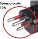 ADATTATORE MULTIPRESA SPINA 10A (PASSO PICCOLO) E TRE PRESE BIPASSO + SCHUKO N.