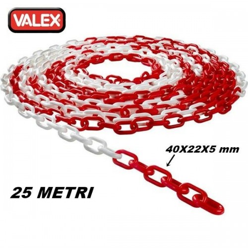 Catena di segnalazione VISO - Plastica rossa e bianca - Ø8 mm - Lunghezza  25m - CMLRB825SBS