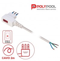 CAVO DI ALIMENTAZIONE 250V - 2 METRI SPINA SALVASPAZIO 10A + INT. DI SICUREZZA