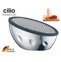 GRATTUGIA OVALE CON CONTENITORE X FORMAGGIO ACCIAIO INOX LUCIDO 