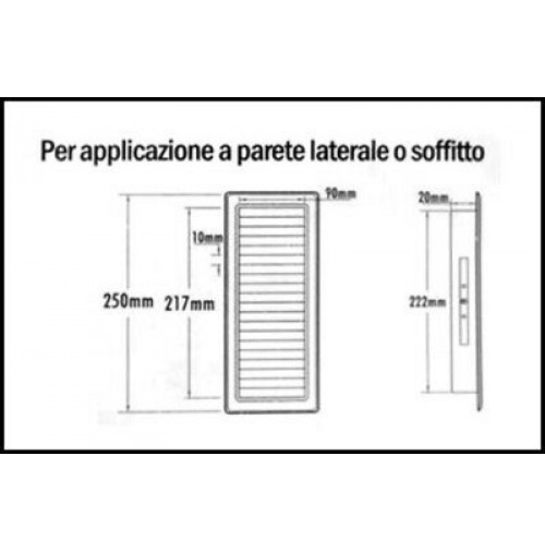 GRIGLIA DI VENTILAZIONE AREAZIONE DA ESTERNO IN PLASTICA RETTANGOLARE CM 9  X 26