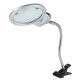 LENTE INGRANDIMENTO DA TAVOLO CON LUCE A  2 LED FISSAGGIO A MORSETTO