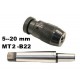 MANDRINO AUTOSERRANTE 5-20mm CON ATTACCO CONICO B22 + ADATTATORE MT2 PER TORNIO 