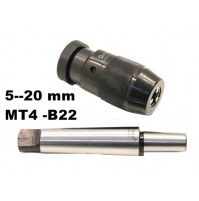 MANDRINO AUTOSERRANTE 5-20mm CON ATTACCO CONICO B22 + ADATTATORE MT4 PER TORNIO 