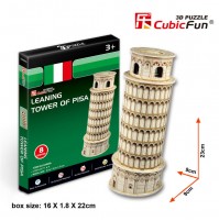 PUZZLE 3D RIPRODUZIONE DELLA TORRE DI PISA 13 PEZZI CM 9X9Xh23 (NO COLLA)