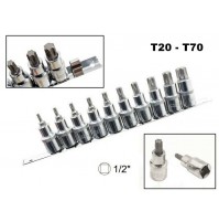 SET 10 CHIAVI A BUSSOLA TORX MASCHIO T20 - T70 CON ATTACCO 1/2 CHROME VANADIUM