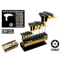 SET 10 CHIAVI TORX AD ELLE CON FORO T9 - T50 MANICO ERGONOMICO E SUPPORTO INCLUS