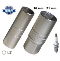 SET 2 BUSSOLE LUNGHE X CANDELE DI AUTO E MOTO DA 16 & 21 mm CON ATTACCO DA 1/2 