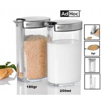 SET 2 CONTENITORI EROGATORI X ZUCCHERO E LATTE IN ACCIAIO INOX E PLASTICA 