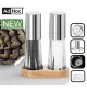 SET 3 PZ MACINA SALE E PEPE IN ACCIAIO INOX CON BASE IN LEGNO DI ACACIA 