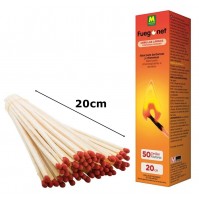 SET 50 FIAMMIFERI LUNGHI 200 mm IN LEGNO PER CAMINO BARBECUE STUFE...