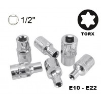 SET 6 BUSSOLE TORX FEMMINA E10 - E22 ATTACCO DA 1/2 IN ACCIAIO CHROME VANADIUM