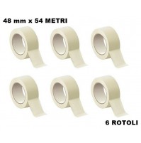 SET 6 PEZZI ROTOLO DI NASTRO DA CARROZZIERE IN CARTA GOMMATA 48 mm X 54 METRI