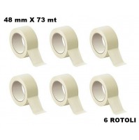 SET 6 PEZZI ROTOLO DI NASTRO DA CARROZZIERE IN CARTA GOMMATA 48 mm X 73 METRI