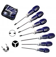 SET 7 CACCIAVITI MISTI TRIVING 3 PUNTE E SPANNER 2 LAME CON MANICI ANTISCIVOLO