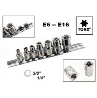 SET 7 CHIAVI A BUSSOLA TORX FEMMINA TIPO E DA 1/4 e 3/8 CHROME VANADIUM E6 - E16