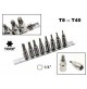 SET 8 CHIAVI A BUSSOLA TORX MASCHIO T8 - T40 CON ATTACCO 1/4 CHROME VANADIUM