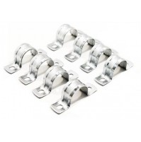 SET 8 MORSETTI GANCI CLIP A MURO DA 20 mm PER FISSARE TUBI E CANALINE TONDE 