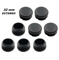 SET 8 TAPPI GOMMINI INTERNI IN PLASTICA TONDI DA 32 mm X GAMBE DI SEDIE E MOBILI