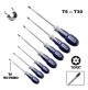 SET CACCIAVITI TORX CON FORO CALAMITATI IN ACCIAO FORGIATO 7 PEZZI T6 --T30 -