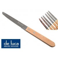 SET COLTELLI DA TAVOLA 6 PEZZI LAMA ACCIAIO INOX MANICO LEGNO 