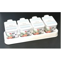 SET CONTENTORI PORTA SPEZIE AROMI ALIMENTI  4 PEZZI CON SUPPORTO