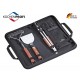 SET DI ATTREZZI X BARBECUE 4 PZ IN ACCIAIO INOX CON BORSA 