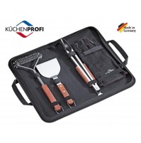 SET DI ATTREZZI X BARBECUE 4 PZ IN ACCIAIO INOX CON BORSA 