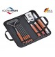 SET DI ATTREZZI  X BARBECUE 8 PZ IN ACCIAIO INOX CON BORSA 