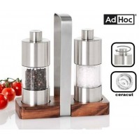 SET MACINA SALE E PEPE IN ACCIAIO INOX CON SUPPORTO IN LEGNO DI ACACIA 