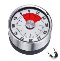 TIMER CONTAMINUTI MECCANICO (NO PILE) 0-60 MIN. CALAMITATO IN ACCIAIO INOX E ABS