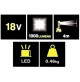 TORCIA A LED GIREV. 1000 LUMEN A BATTERIA 18V (BATTERIA ESCLUSA) CON PINZA RYOBI