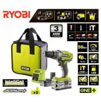 TRAPANO AVVITATORE A PERCUSSIONE 13 mm DOPPIA BATTERIA 18V 50Nm 2.0-4.0Ah RYOBI 